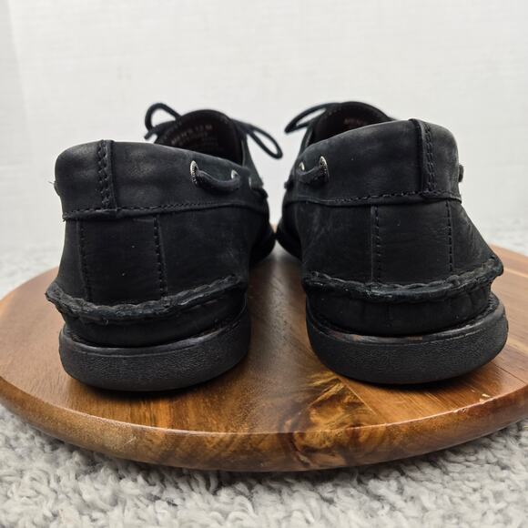 Sperry Top Sider Mens 12M Gold Cup Black Leather 2-Eye Casual Daily Boat Shoe - Picture 2 of 12